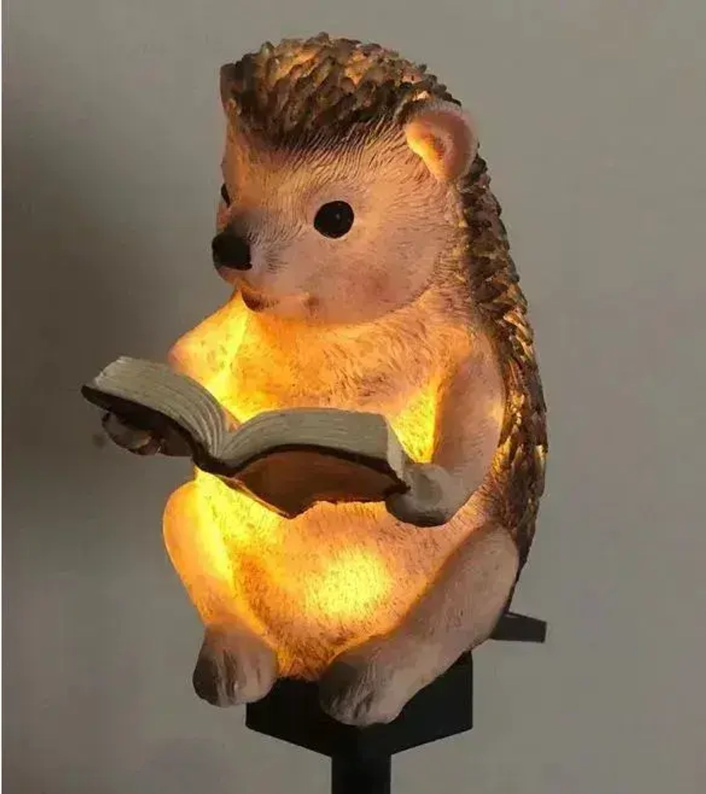 Светильник уличный на солнечной батарее Ежик фигурка садовая для украшения дачи и сада