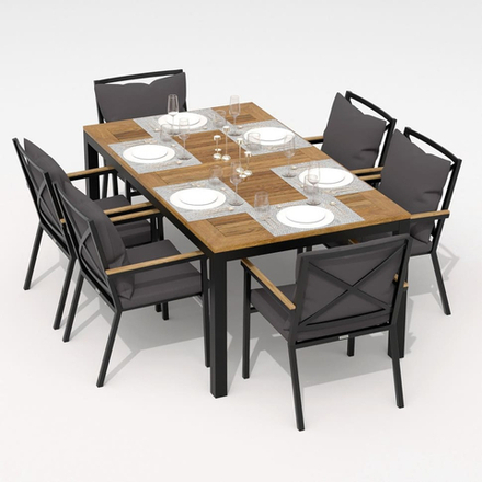 Обеденная группа Ideal Patio  ТЕЛЛА ФЕСТА плюс каркас карбон, стол тик 180, ткань антрацит