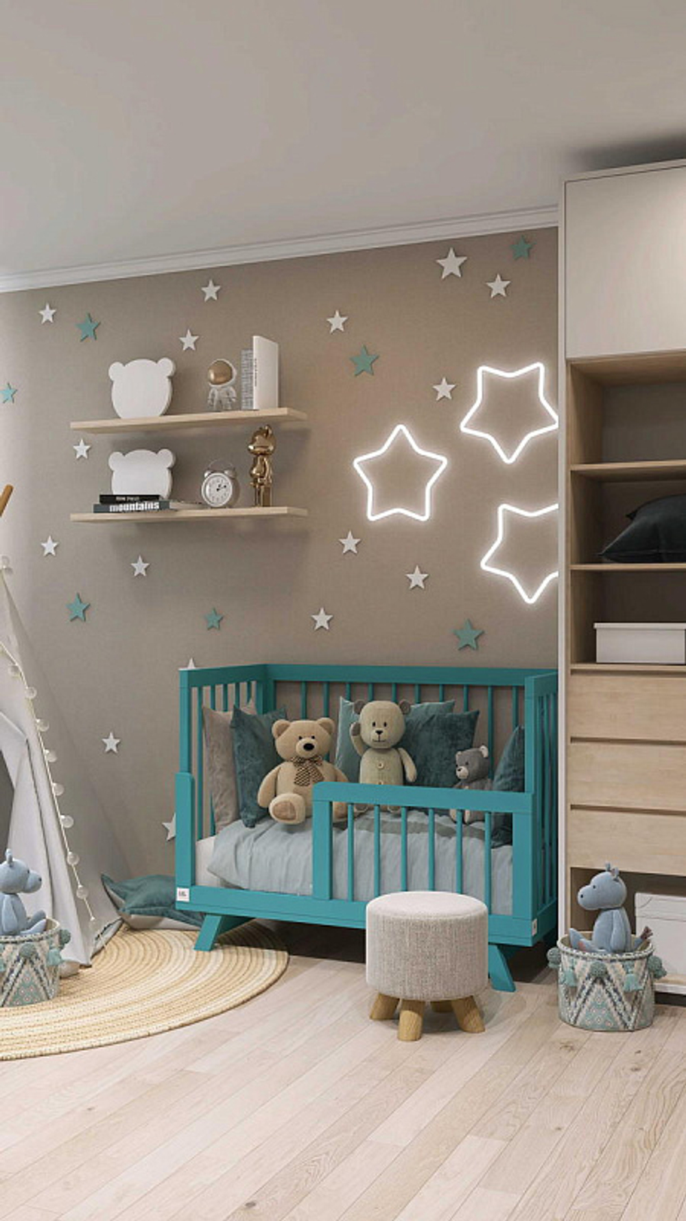 Кроватка детская Lillaland Lilla Aria с маятником Ocean Blue