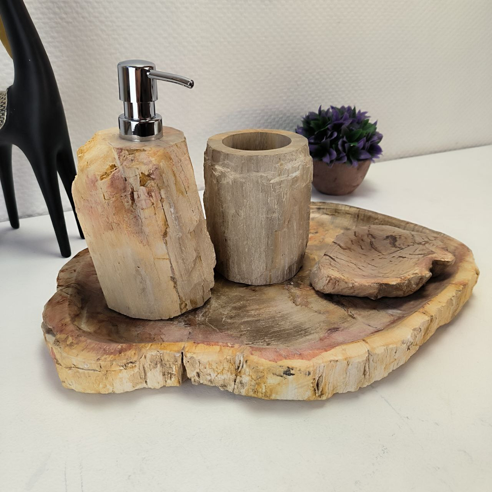 Набор из окаменелого дерева 4 предм Fossil Set NF-63073 поднос 30см*40см