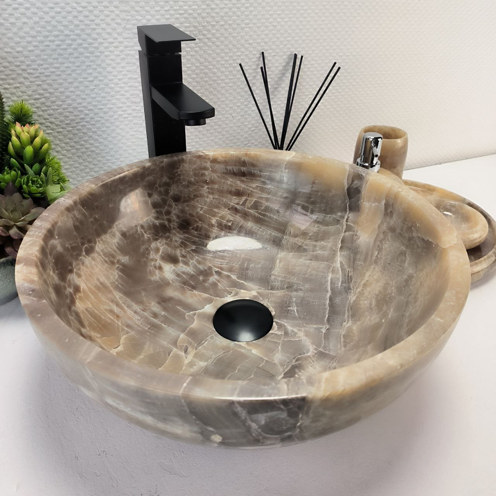 Раковина из оникса Bowl Grey TinLip BO-62932 40*40*15 44