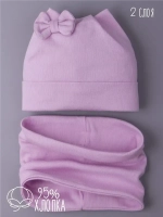 Шапка для девочки с ушками осенняя и снуд