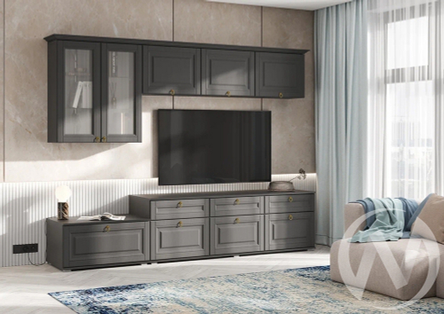 Гостиная Престиж 1 (графит/графит структурный) Вариант №4