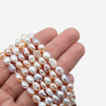 Жемчуг культивированный фриформ, пудровый микс, 5,5*7-8мм