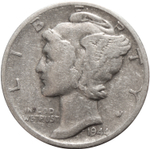1 дайм (10 центов) 1944. США F-VF (Меркурий) Серебро