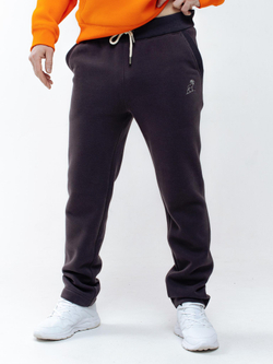 Мужские спортивные прямые брюки с начесом, темно-серые (графит)