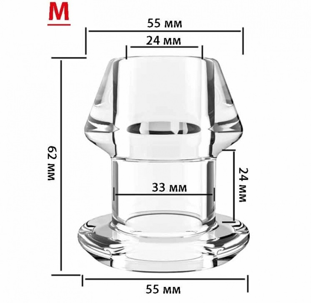 Анальная пробка с тоннелем Warmy прозрачная 6.2 см