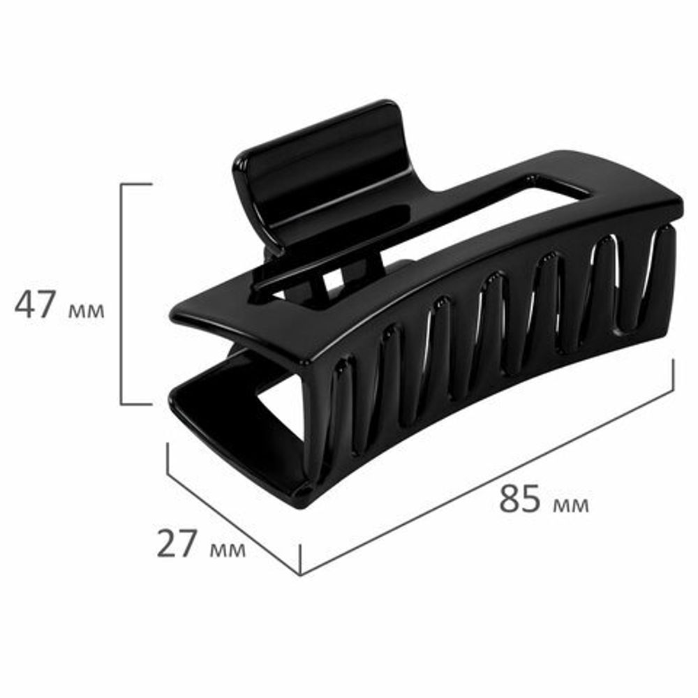 Краб для волос 8,5 см, глянцевый, чёрный, MONTE VITA, 457000