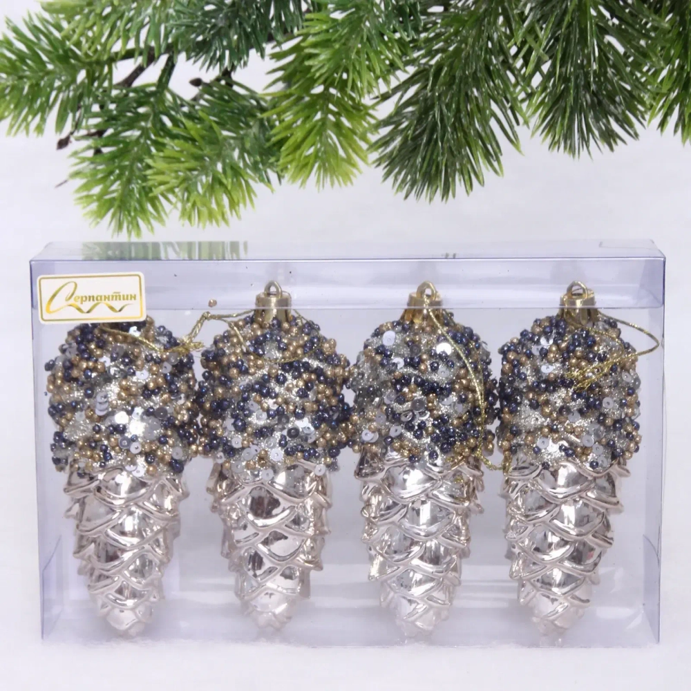 Набор украшений SHINE «Forest miracle» 11 см (4 шт.), light champagne