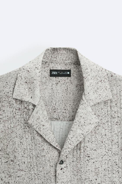 ZARA РУБАШКА С АБСТРАКТНЫМ ПРИНТОМ, ОТТЕНКИ СЕРОГО