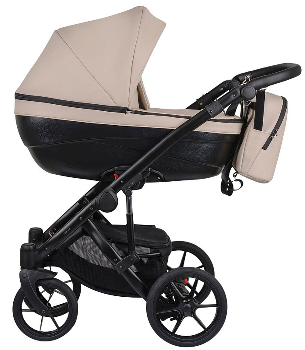 Детская коляска Bexa Ideal Eco 3 в 1 с автокреслом Avionaut Cosmo IE02 черный+св.бежевая кожа