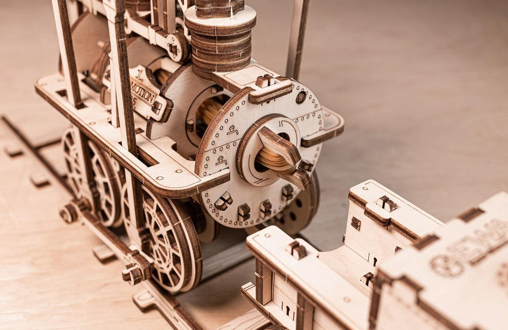 Локомотив №1 - Eco Wood Art - Деревянный конструктор, 3D пазл, сборная механическая модель, паровоз