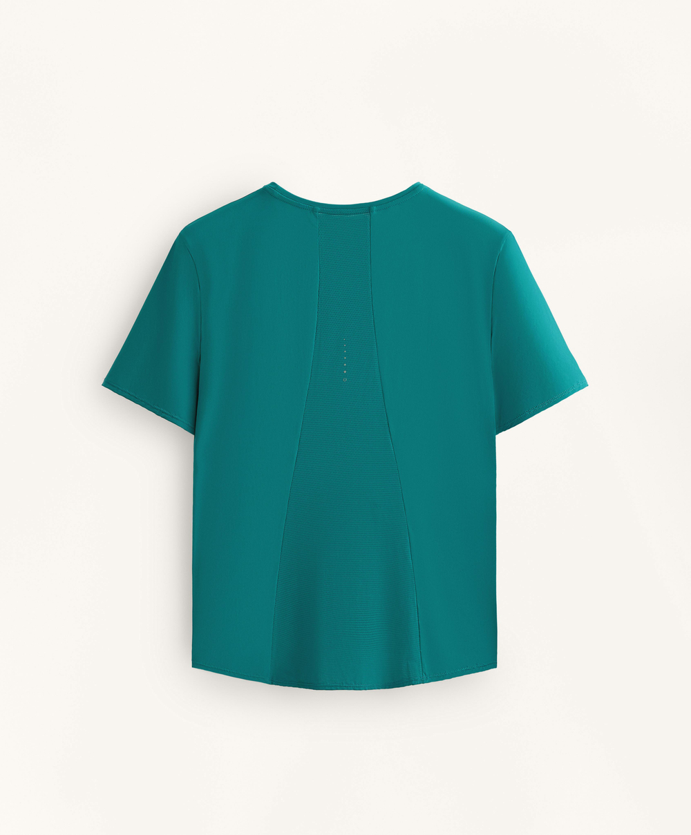 Oysho Футболка из технологичной ткани с короткими рукавами, сине-зеленый