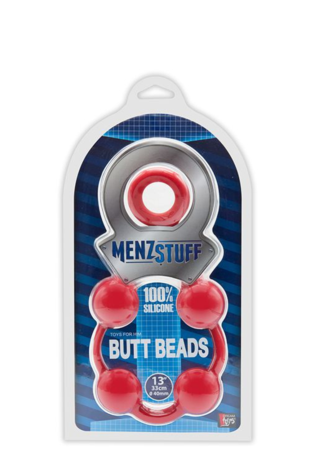 Красная силиконовая анальная цепочка MENZSTUFF BUTT BEADS - 33 см. (Цвет: красный)