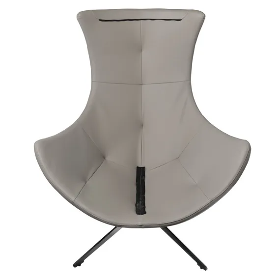 Кресло Hugo светло-серая экокожа, шенилл