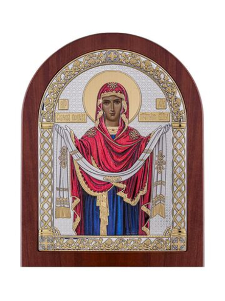 Покрова БМ, икона арочная, красное дерево, эмаль 175х225