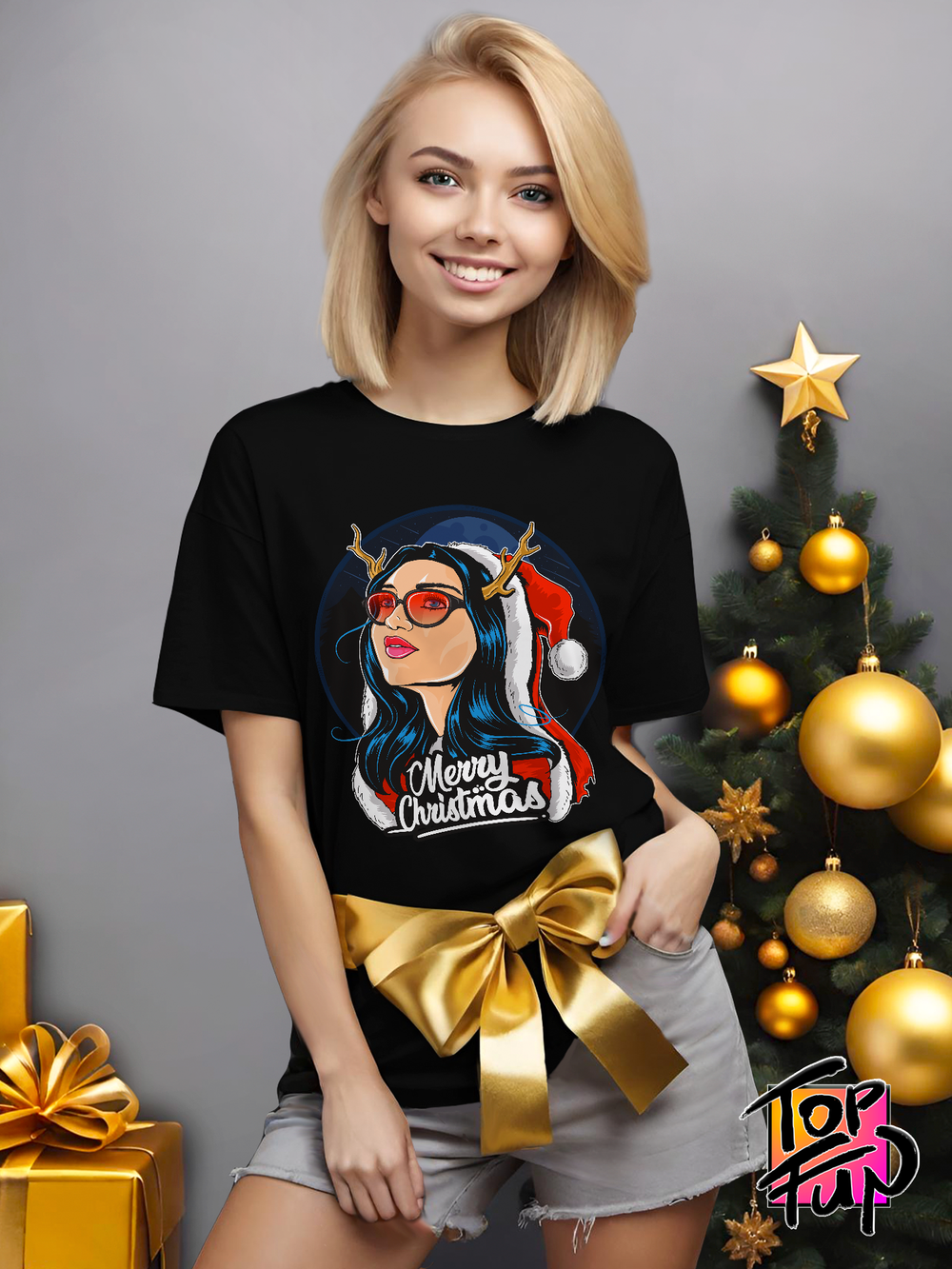 Футболка Merry Christmas снегурочка