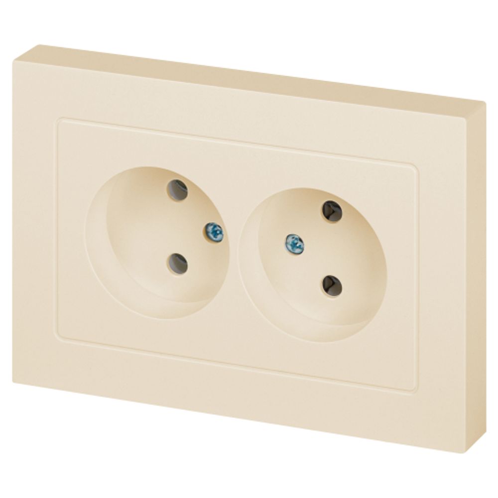 Розетка Intro Accent 6-204-02 двойная 2х2P 16А-250В IP20 СУ AL/CU слоновая кость