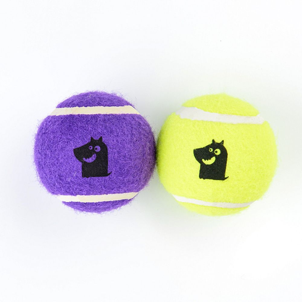 Mr.Kranch игрушка для собак Теннисный мяч малый 5см набор 2шт, желтый, фиолетовый