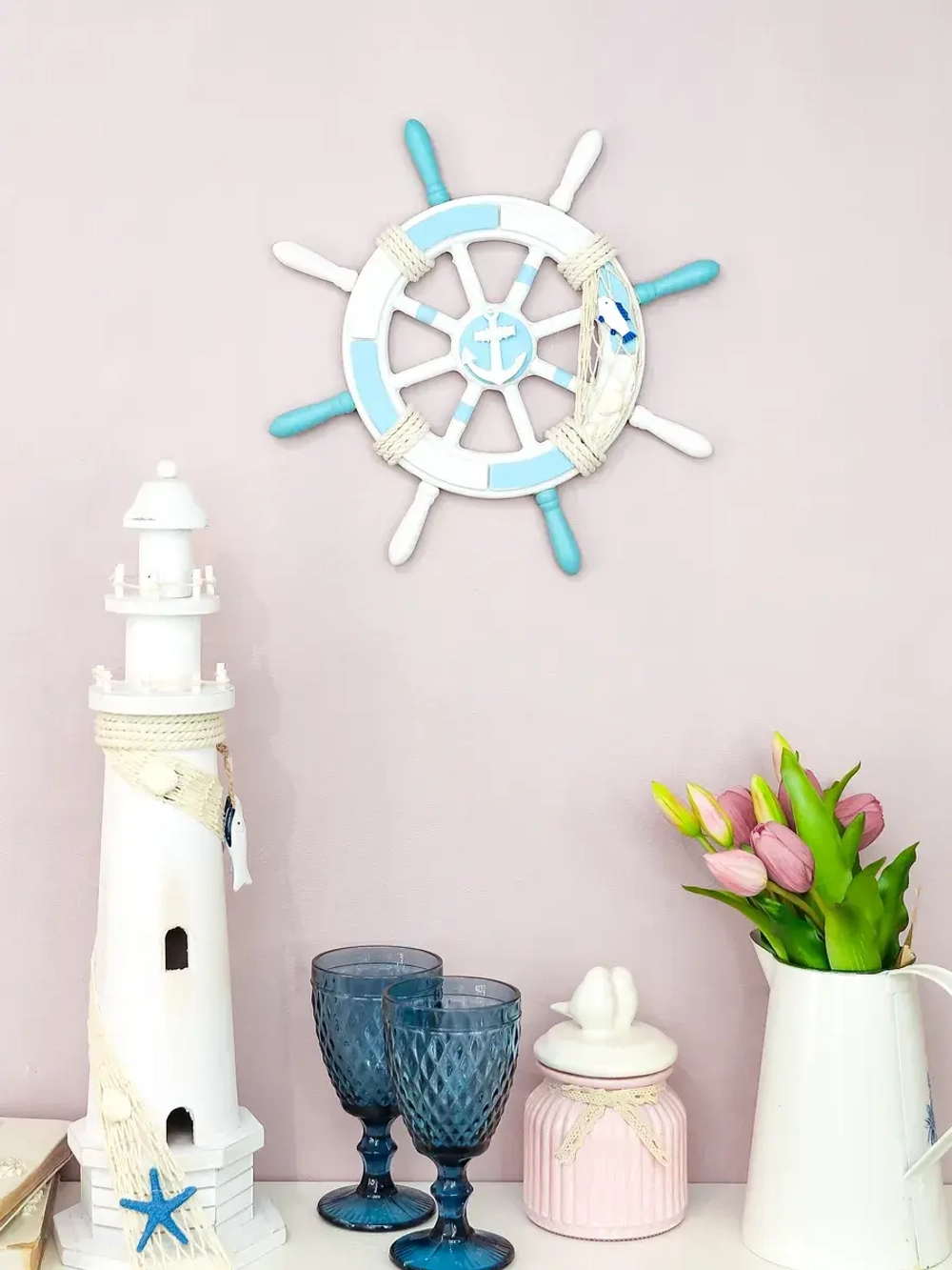 Декор для дома на стену "Штурвал" 34 см