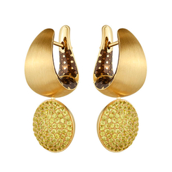 Серьги с жёлтыми сапфирами, эмаль, E0178-73/12