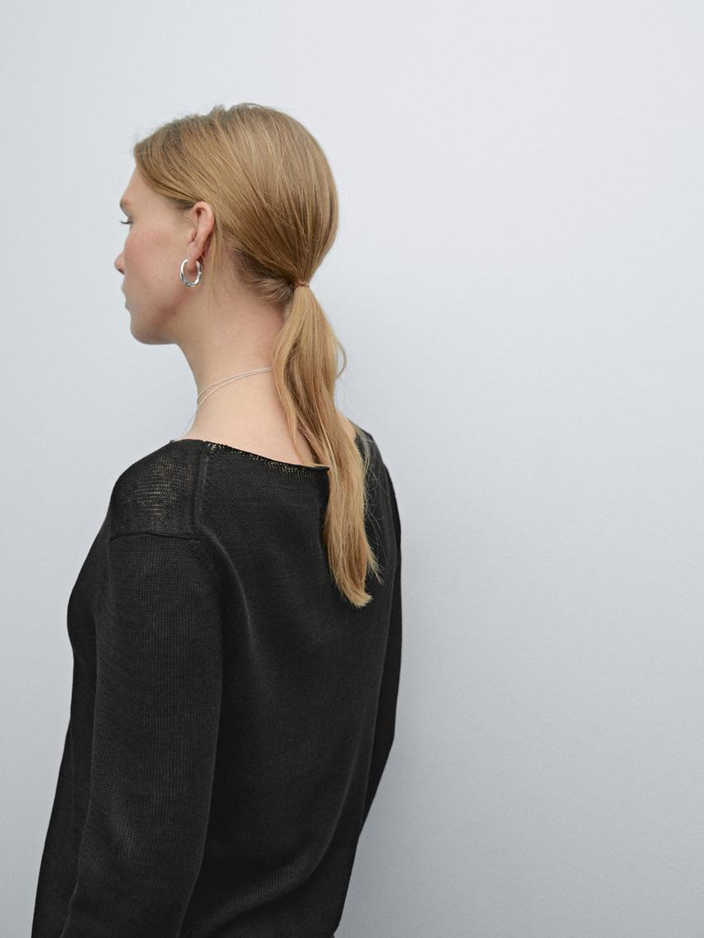 Massimo Dutti Свитер с круглым вырезом, черный