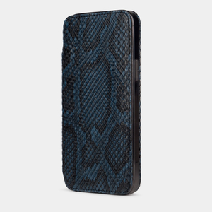 Чехол для iPhone 14 Pro Max из кожи питона, синего цвета