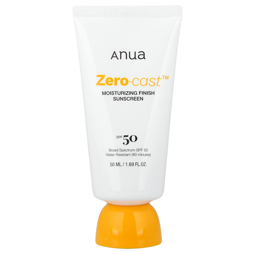 Anua, Zero-Cast™, увлажняющий солнцезащитный крем, SPF 50, 50 мл (1,69 жидк. унции)