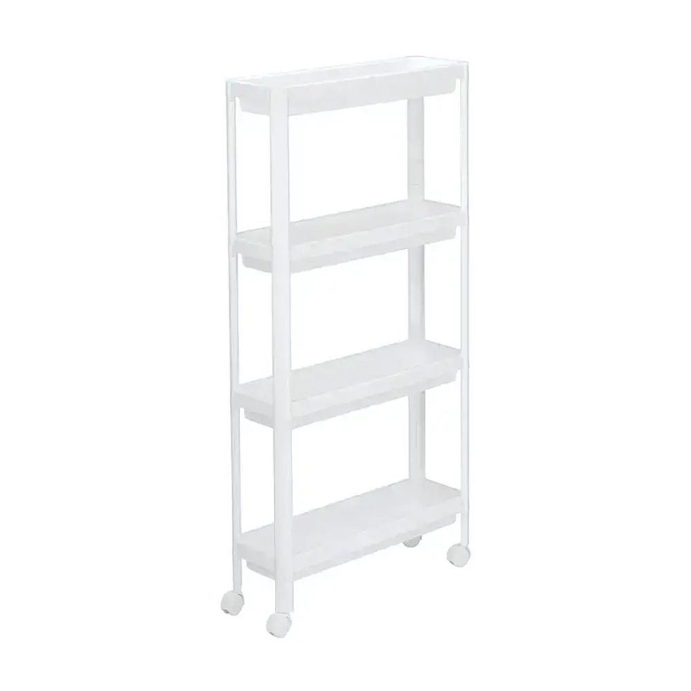 Этажерка узкая на колесах (4 секции) Белый