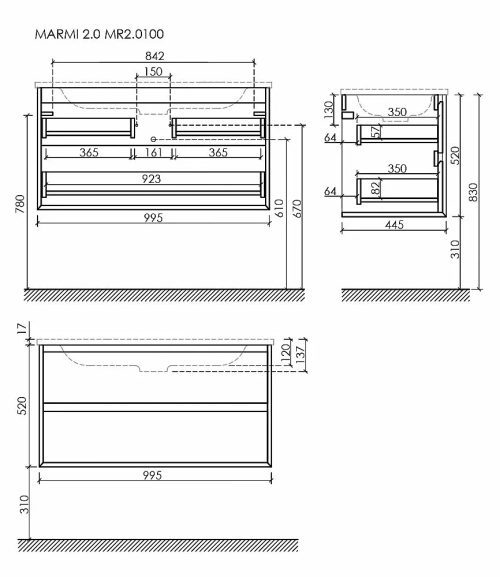Тумба с раковиной Sancos Marmi 2.0 MR2.0100ECH дуб чарльстон