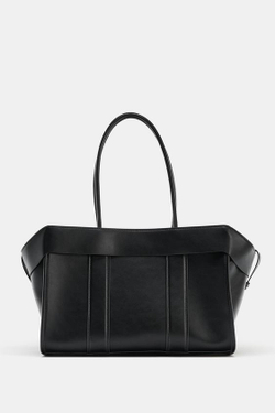 ZARA СУМКА-ШОПЕР, ЧЕРНЫЙ
