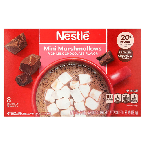 Nestle Hot Cocoa Mix, Мини-зефир, насыщенный молочный шоколад, 8 пакетиков, 24,2 г (0,85 унции)