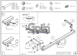 Фаркоп оцинкованный Galia S107C для Suzuki SX4 S-Cross 2013- 2WD/4WD(паспорт и сертификат в комплекте)(без электрики)