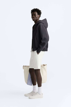 ZARA ШОРТЫ КОМФОРТНОЙ ПОСАДКИ, ЖЕЛТОВАТО-БЕЛЫЙ