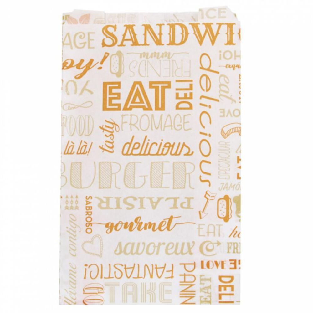 Пакет для гамбургера   14+7*22 см, оранжевый, 500 шт/уп, жиростойкий пергамент, Gar