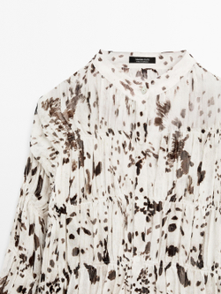 Massimo Dutti Рубашка со сборками, экрю
