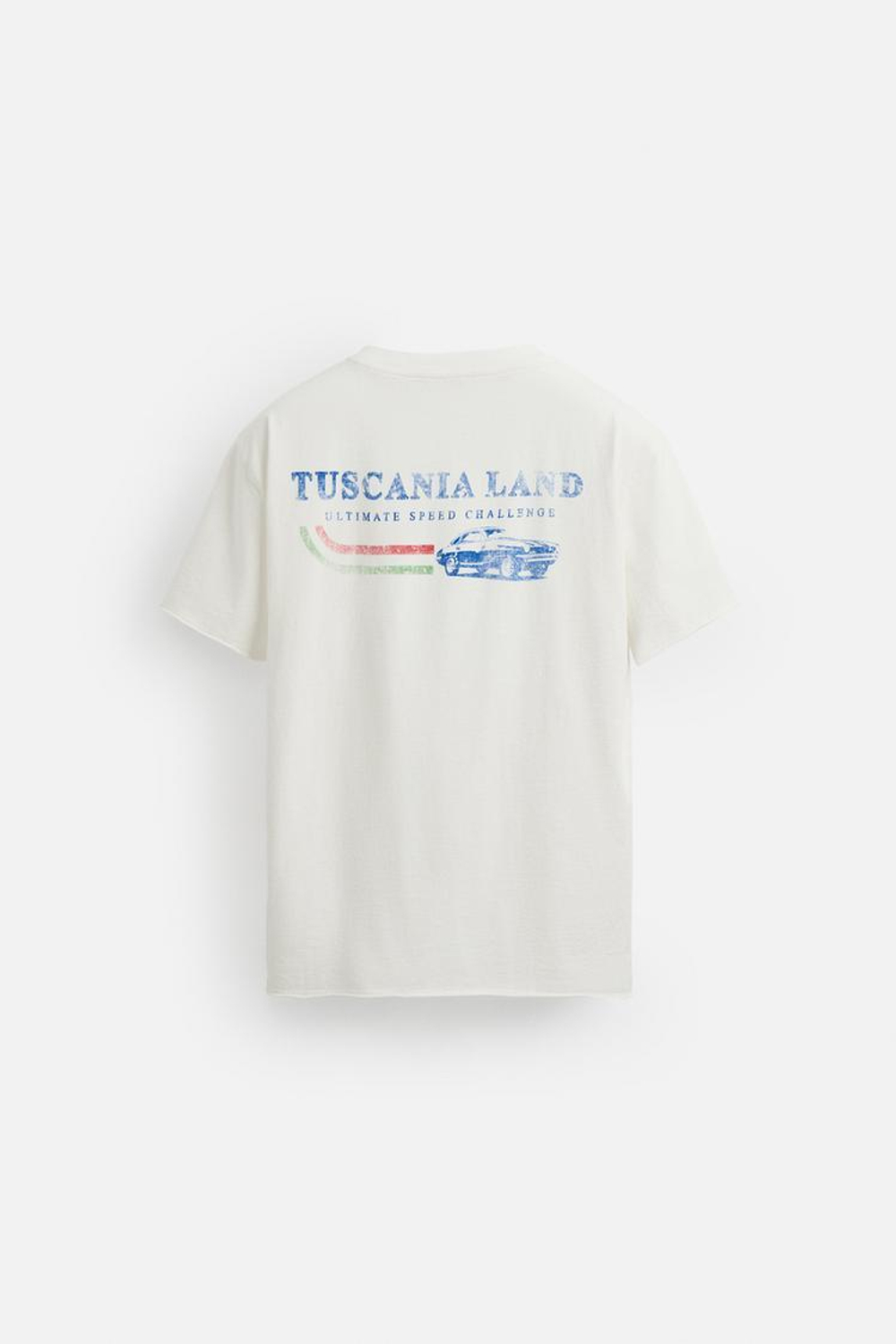 ZARA ФУТБОЛКА ИЗ ТКАНИ С ЭФФЕКТОМ ПОТЕРТОСТИ С НАДПИСЬЮ, ЖЕЛТОВАТО-БЕЛЫЙ