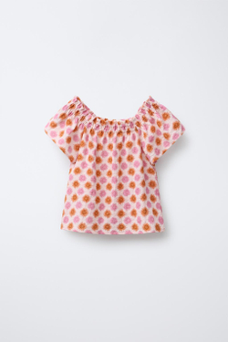 ZARA ТОП С ПРИНТОМ «СОЛНЦЕ», РОЗОВЫЙ