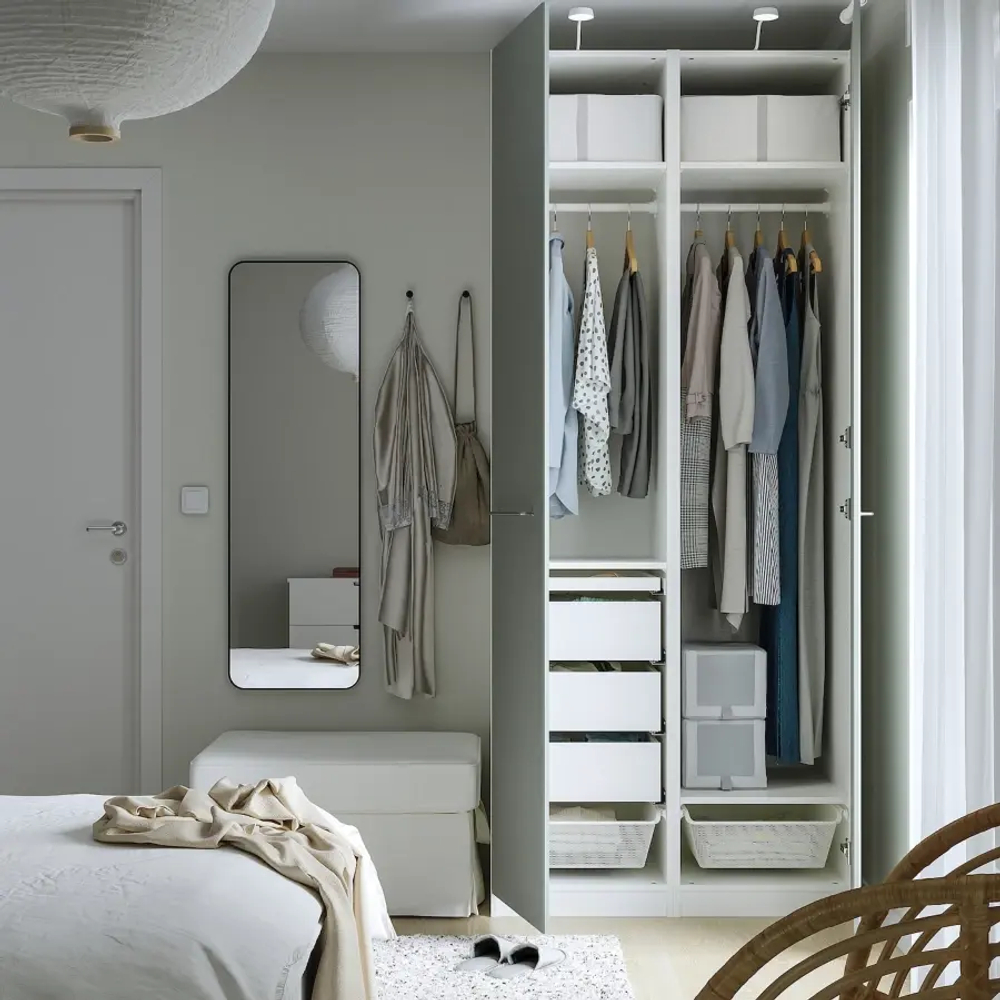 Шкаф - IKEA PAX/REINSVOLL/ПАКС/РЕИНСВОЛЛ ИКЕА, 60х100х236,4 см, белый/темно-серый
