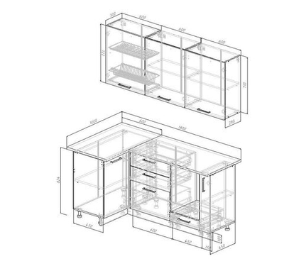 Кухонный гарнитур угловой Изумруд 1000х1800 (38мм)
