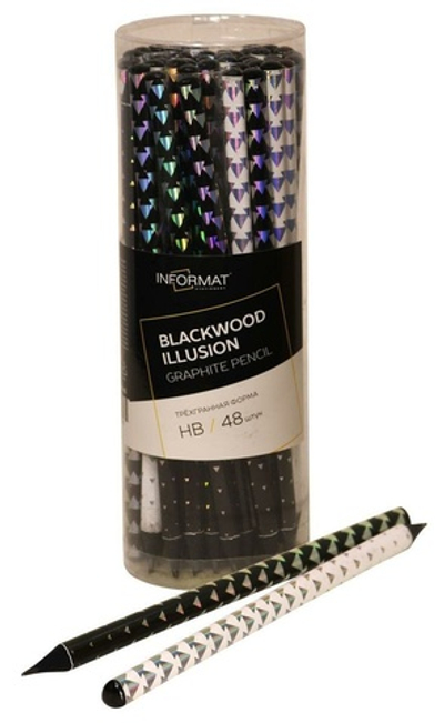 Карандаш ч/г НВ "Blackwood Illusion" корпус дерев. заточ.трехгран. принт на корпусе,тубус (Informat)