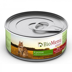 BioMenu Консервы д/кошек мясной паштет с Кроликом, 100гр