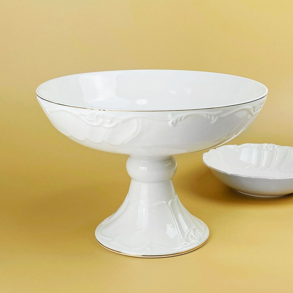 Lenardi 109-258 Фруктовница 26х19см на ножке КРОКУС ЗОЛОТО в под.уп.(х6)Фарфор