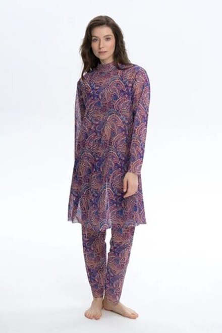 Буркини с капюшоном "Пейсли фиолетовый"