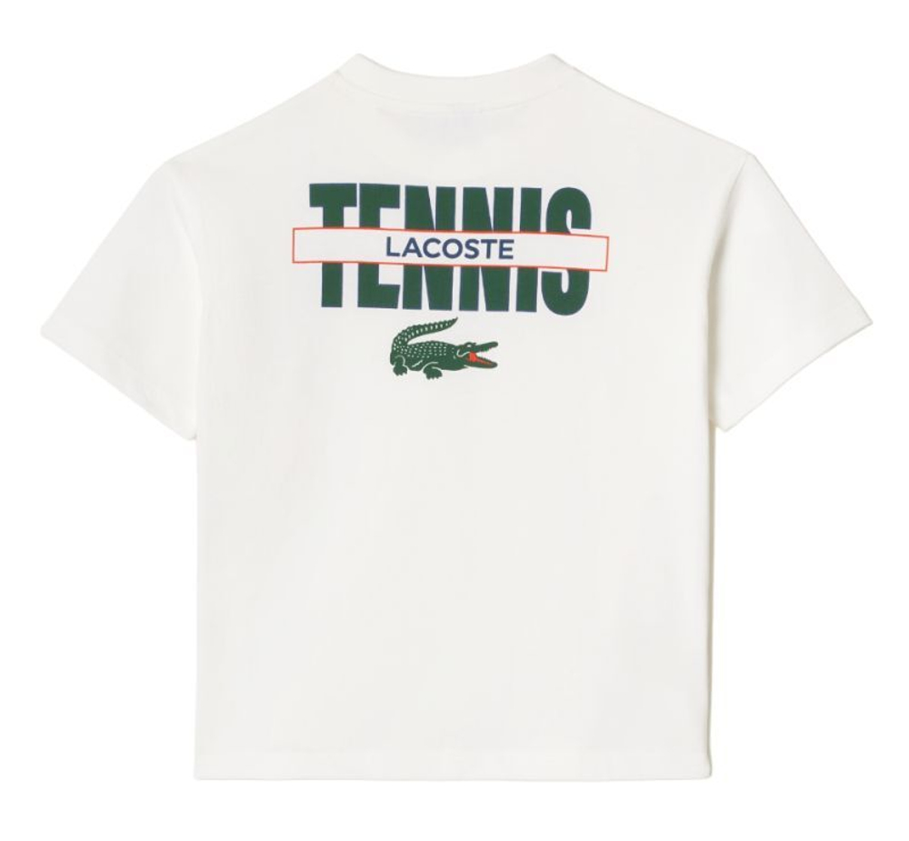 Детская теннисная футболка Lacoste Cotton Back and Front Print T-shirt - White