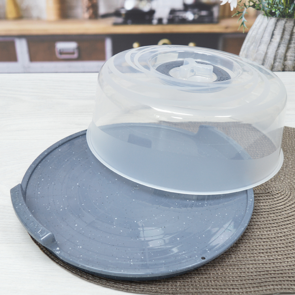 Крышка для СВЧ 25см с поддоном Sugar&Spice STONE (темный камень)
