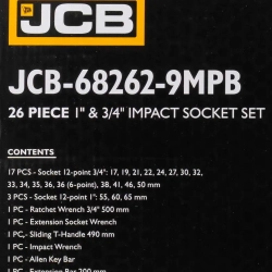 Набор инструментов ударных 26пр, 3/4'', 1''(12гр.) JCB JCB-68262-9MPB