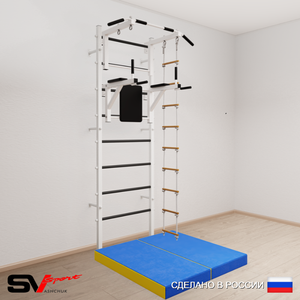 Шведская стенка Sv Sport усиленная 6724 (Турник стандарт/Брусья/Лестница/Мат 1м)
