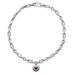 Латунная цепочка с Красным сердцем, silver