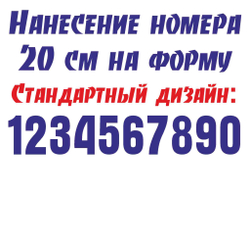 Цена нанесения номера высотой 20 см: с 1-9 цена 230 руб, с 10- 99 цена 290 руб
